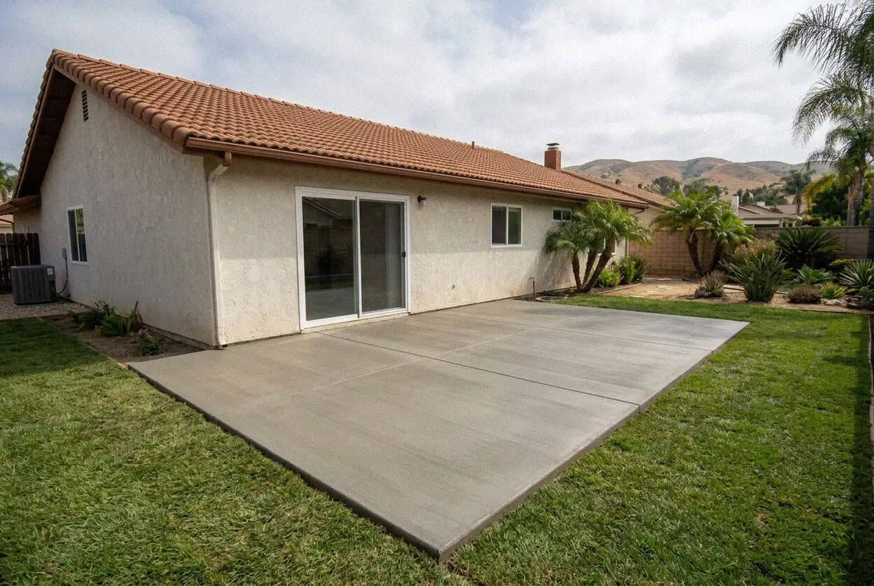 New concrete patio across the back of a West Anaheim home