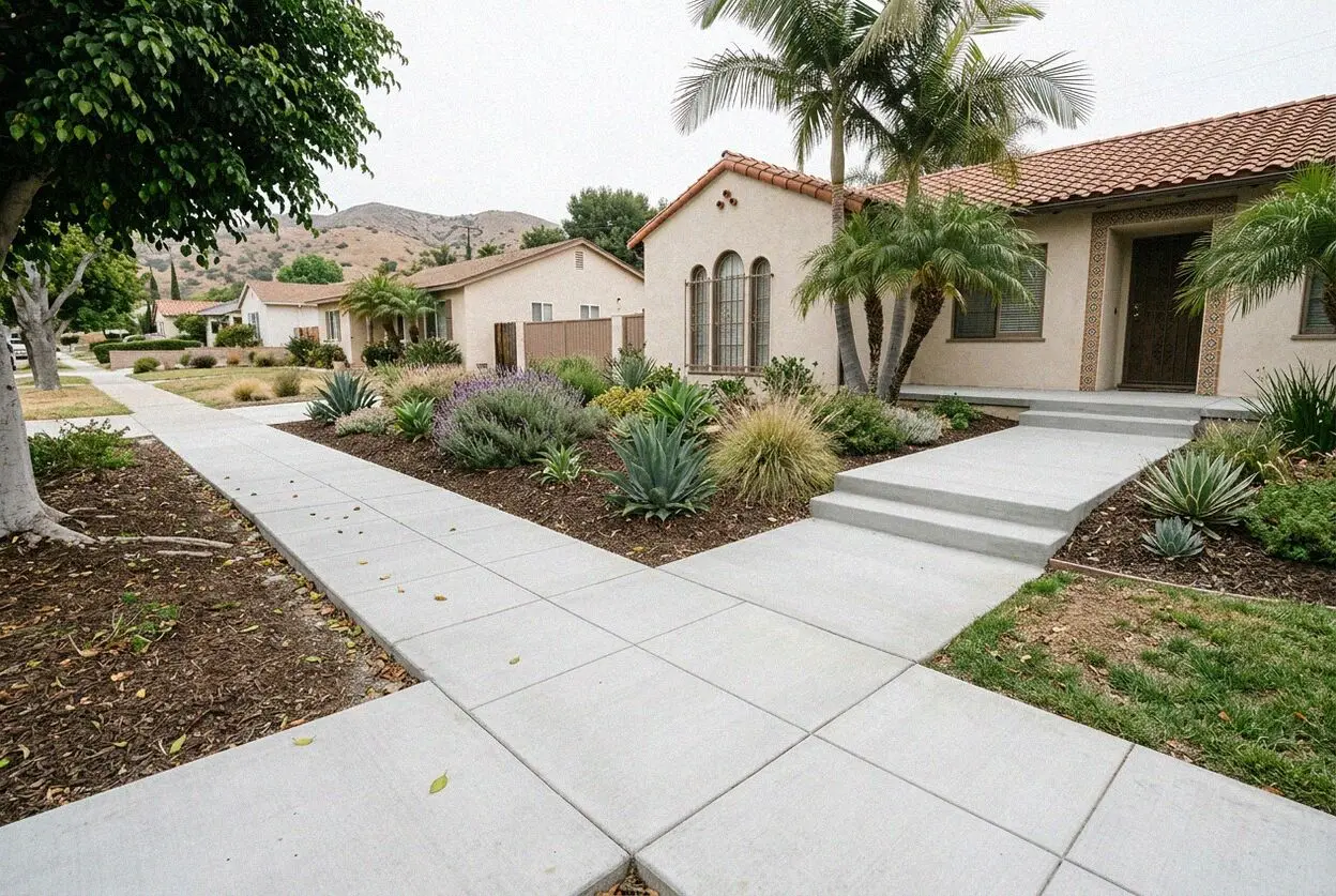 New concrete frontage walk and curb approach in Placentia