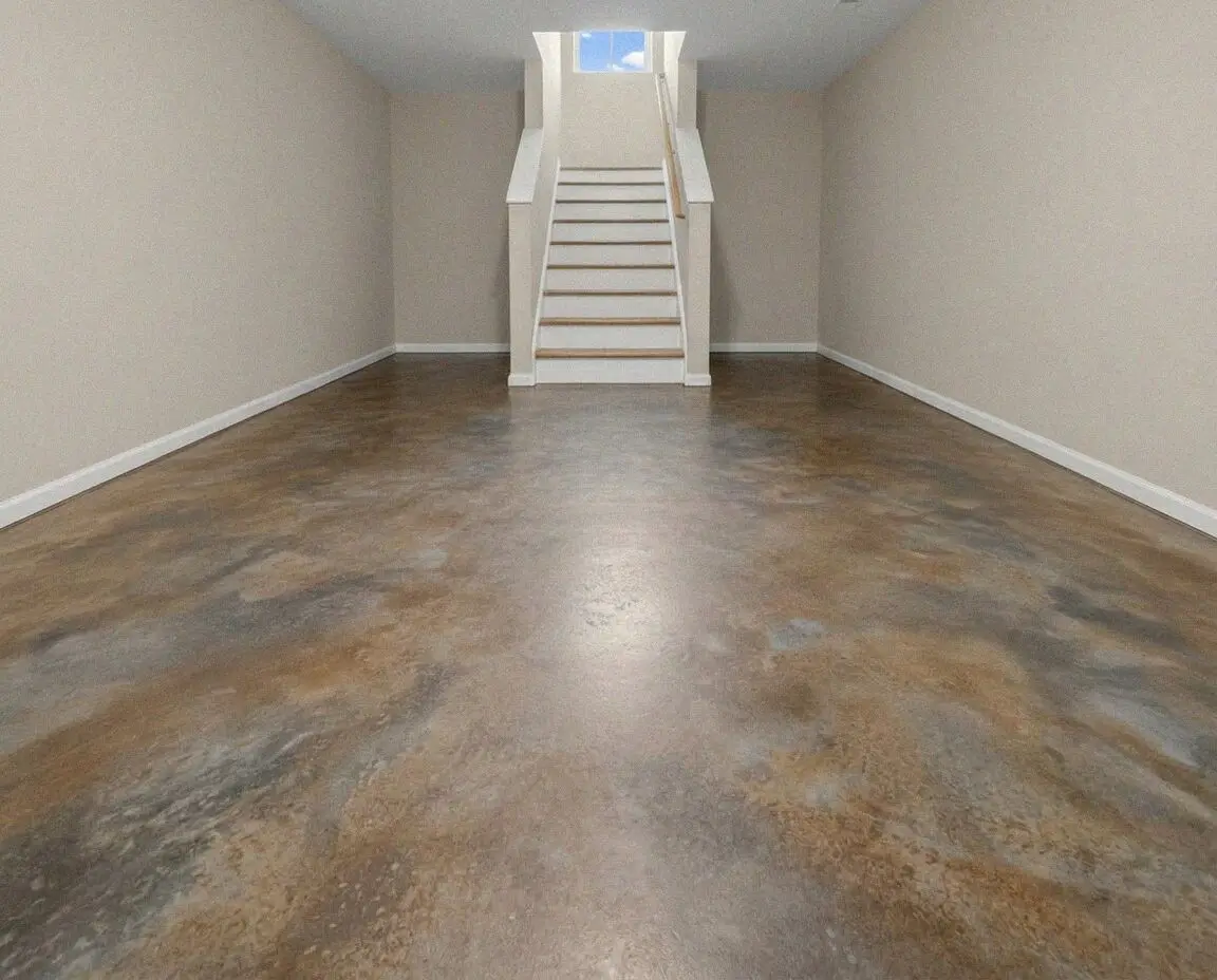 Polished concrete floor running wall to wall in an Anaheim home