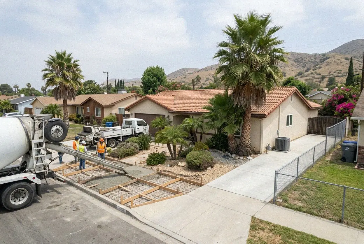 A new side driveway and front walk on a small lot in Hawaiian Gardens