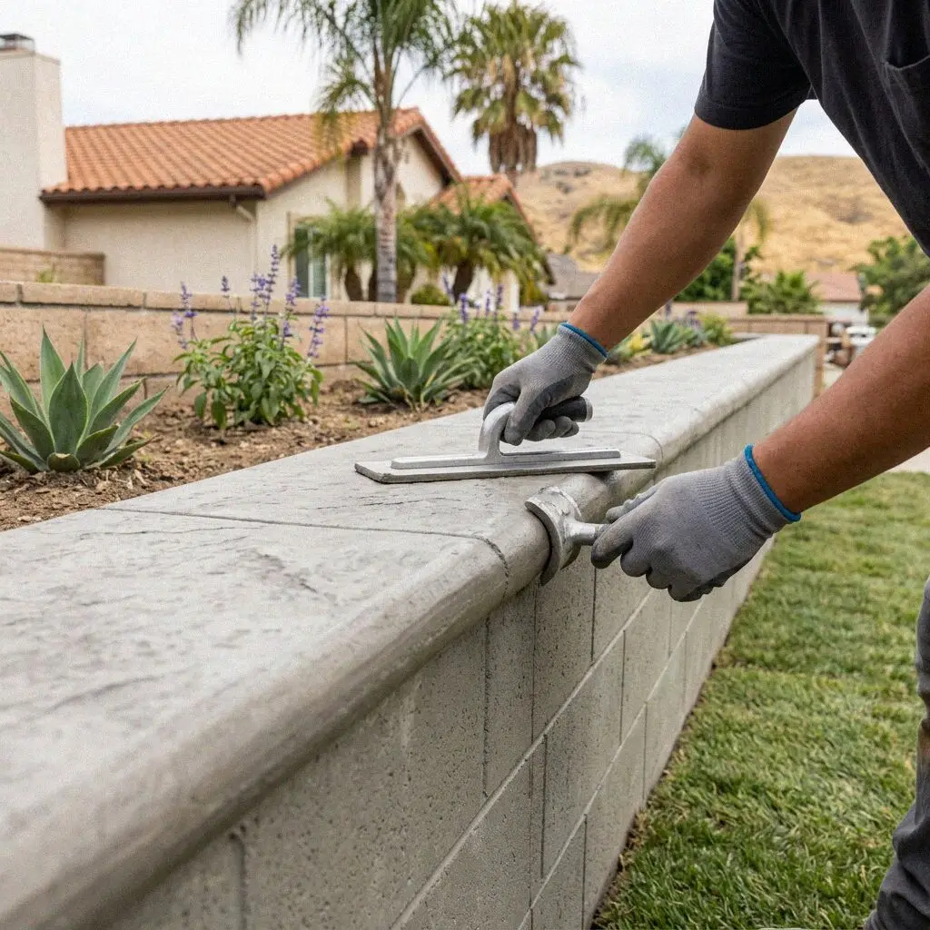 Steel and forms standing in an open retaining wall trench in Anaheim