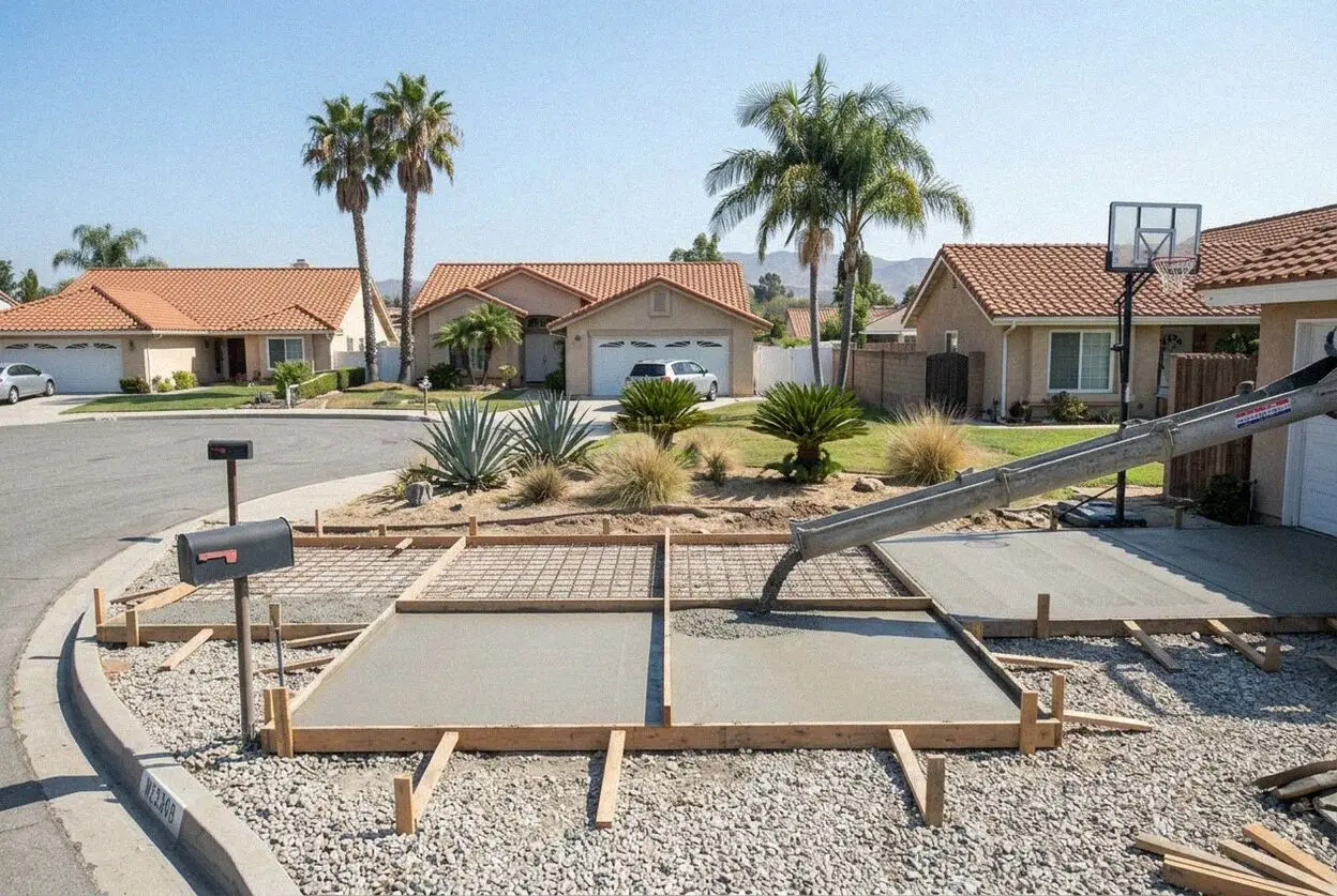 A widened driveway beside a 1960s ranch house on a Westminster street