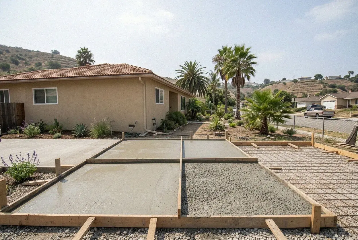 A new concrete walk and steps at a 1920s house in Uptown Whittier